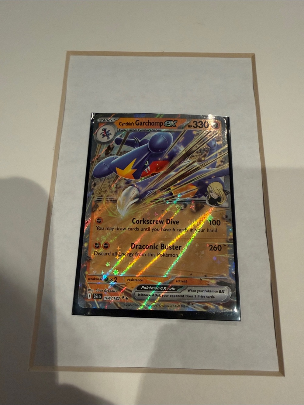 Cynthia's Garchomp EX Holographic Pokémon Card - Blue/Gold